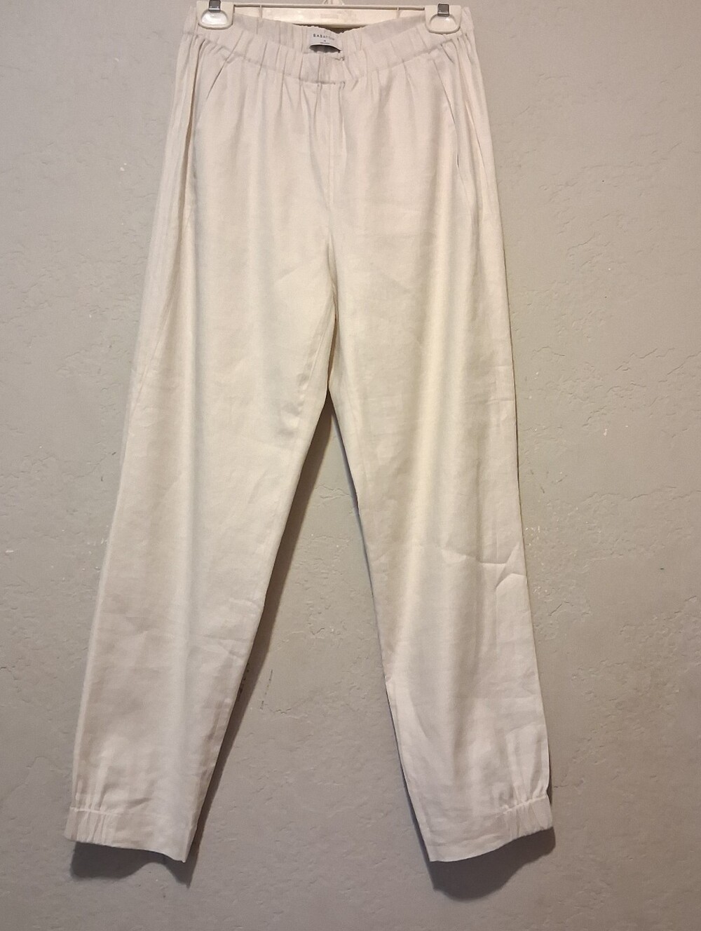 Aritzia Babaton Linen Blend Dexter Jogger Pant Ivory Waistband‎ Crop Ankle SzM